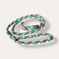 Load image into Gallery viewer, Handmade rope dog leash in purple, white, green (made to order)