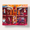 Load image into Gallery viewer, Colorful tapestry with ladder and figures design on a white background