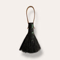 Load image into Gallery viewer, Handmade Arenga Bench Brush with Leather Handle and Oak Strip (made to order)