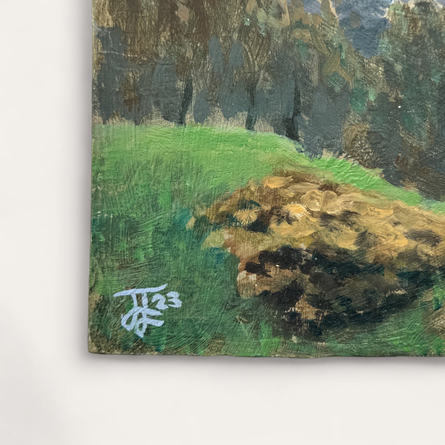 View near King's Clump Miniature: Oil Painting