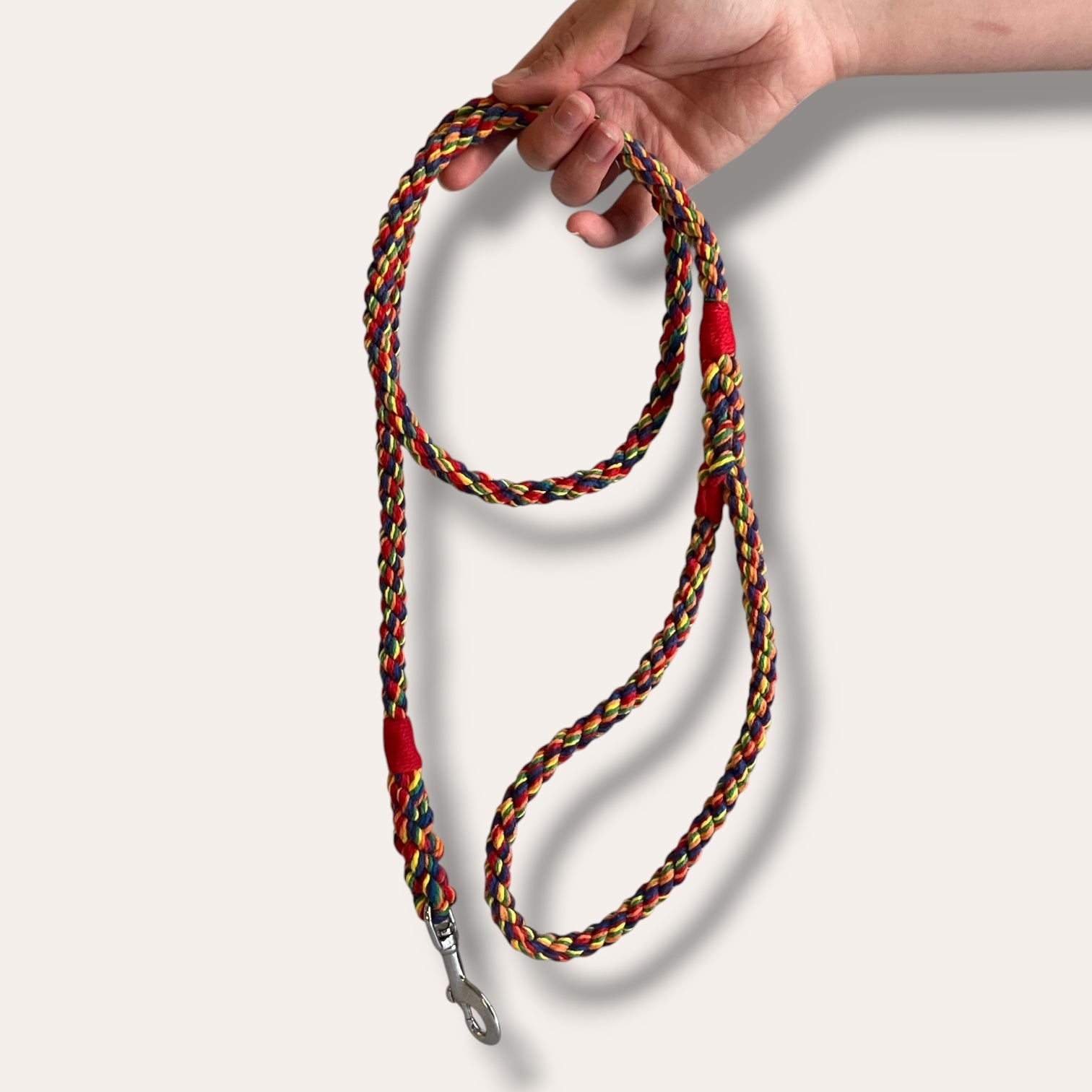 Handmade rope slim dog leash in rainbow - style 2 (made to order)
