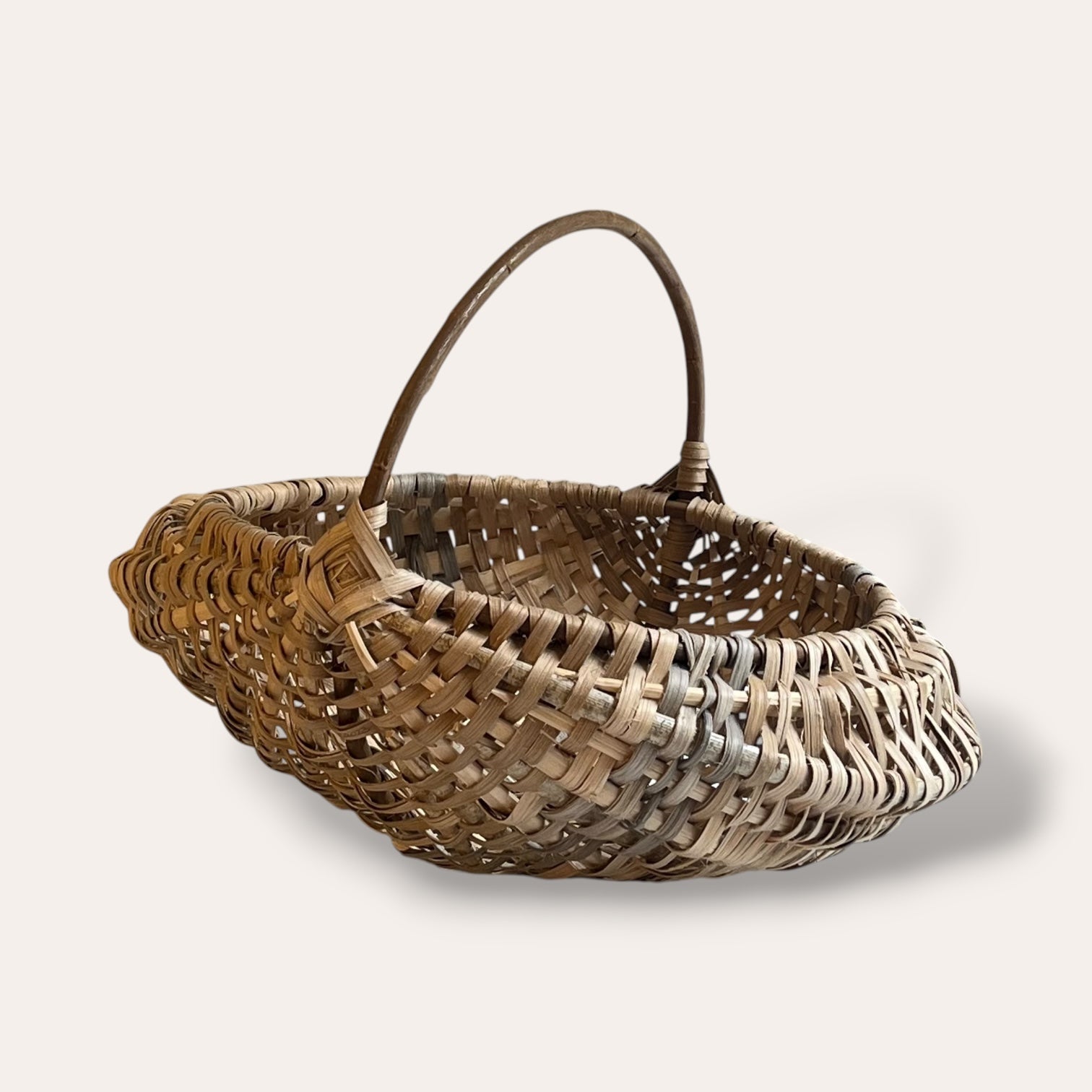 16" Scottish Oak basket with hazel ribs and 2 willow hoops