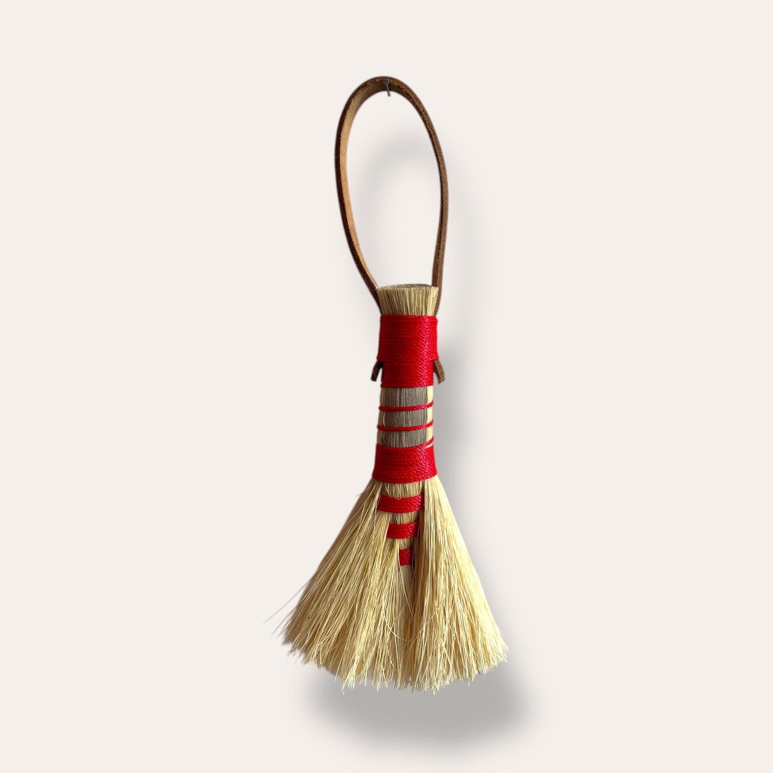 Handmade Tampico Bench Brush with Leather Handle and Oak Strip (made to order)